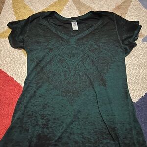 Harley-Davidson Women's Dark Green V-Neck Tee